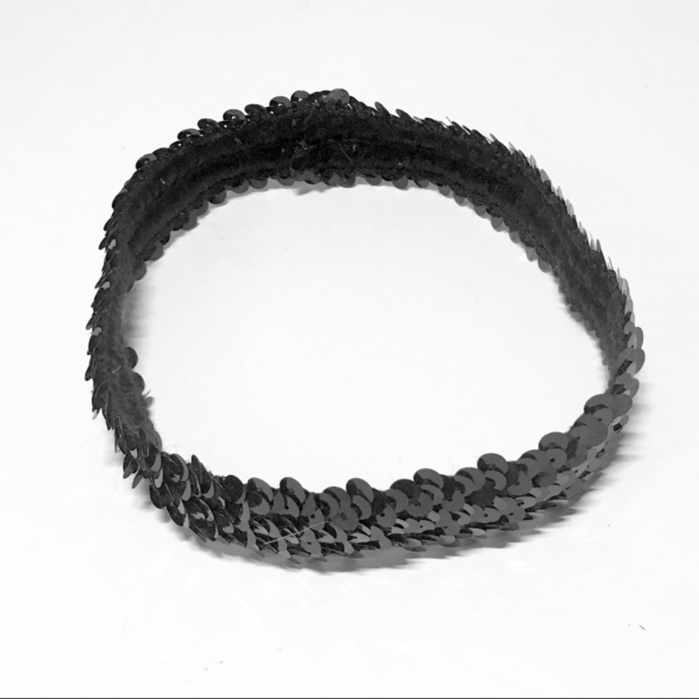 BLACK SEQUIN ELASTIC HEADBAND - Picture 3 of 8